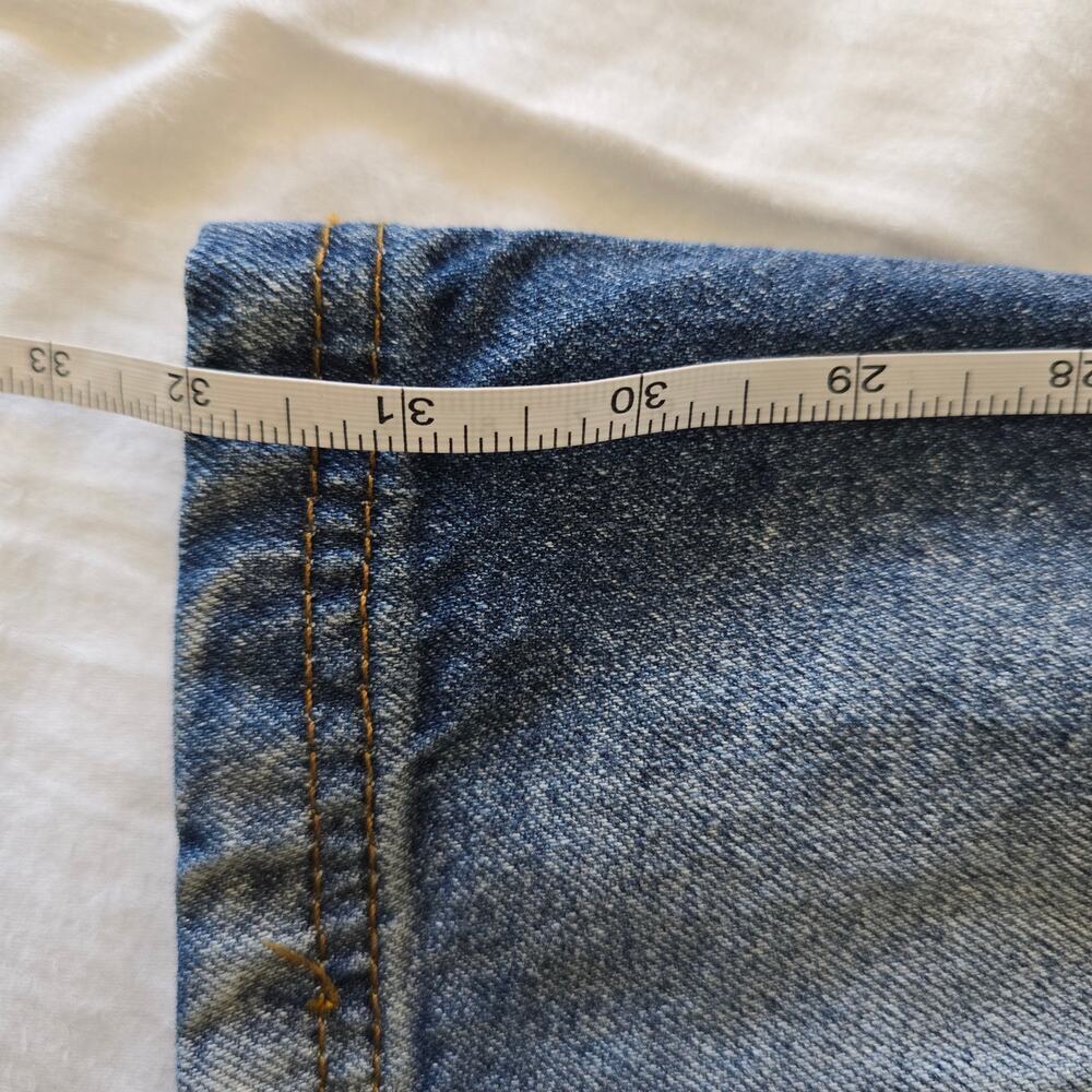 COLLUSION X008 Y2K Extreme Bleach Flare Jeans In Mid Blue Womens US Size 12 - Picture 12 of 12